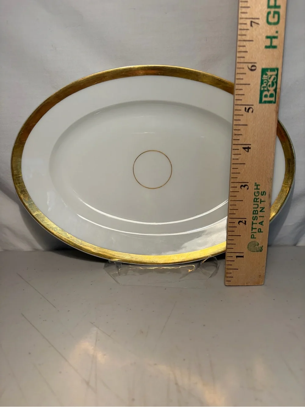 Haviland Limoges France White Oval Serving Plate with Gold Rim